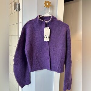 ZARA Purple Knit Cardigan